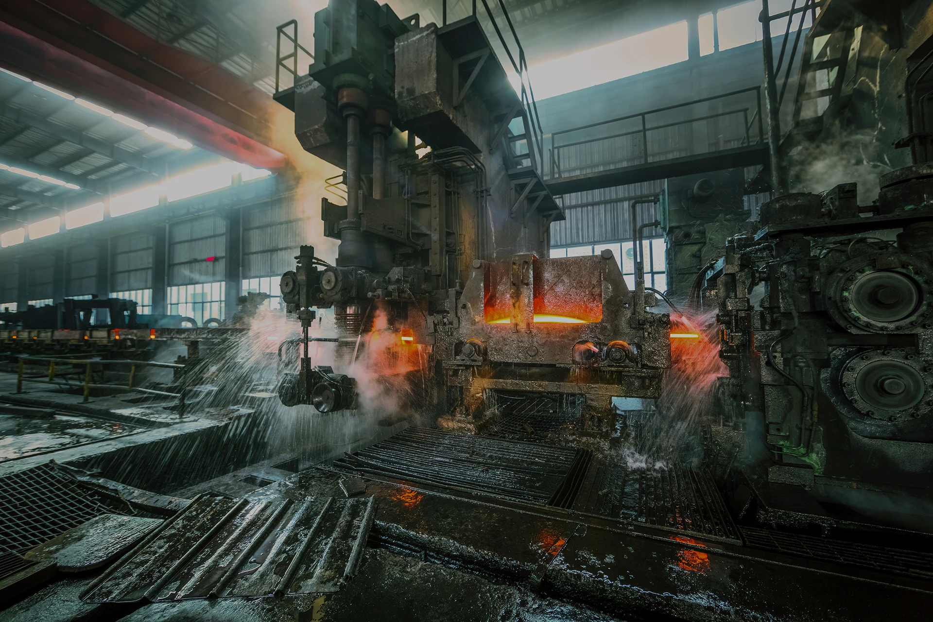 Steel plant during hot steel processing